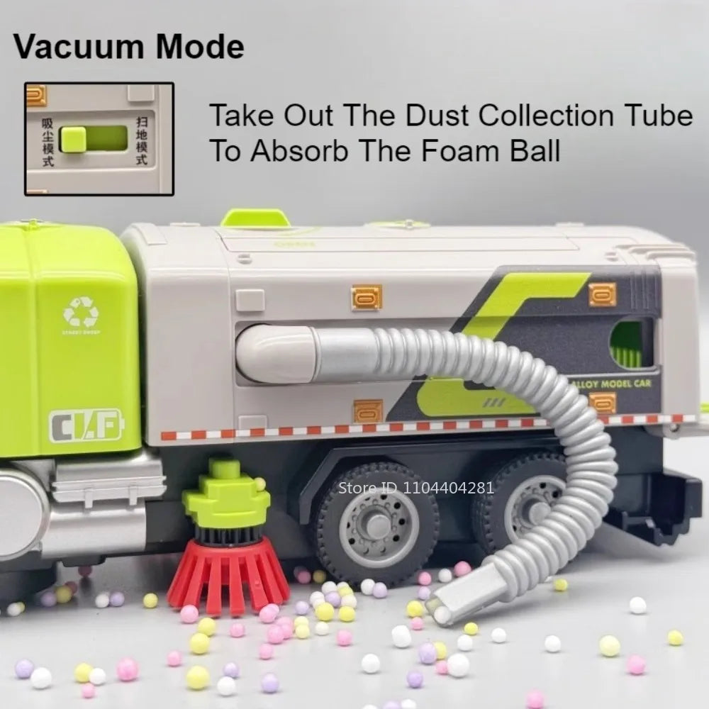 1:50 Elektrische Kehrmaschine Legierung Bewässerung Lkw Diecast Modell Miniatur Spielzeug Auto Türen Geöffnet Sound Licht Fahrzeuge für Kinder Geschenke