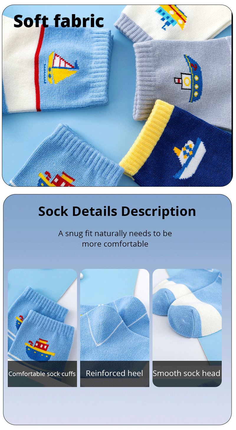 5 Paar neue Herbst und Winter Kinder Socken gestreifte Segelboot Jungen Socken 4 bis 8 Jahre alte Socken