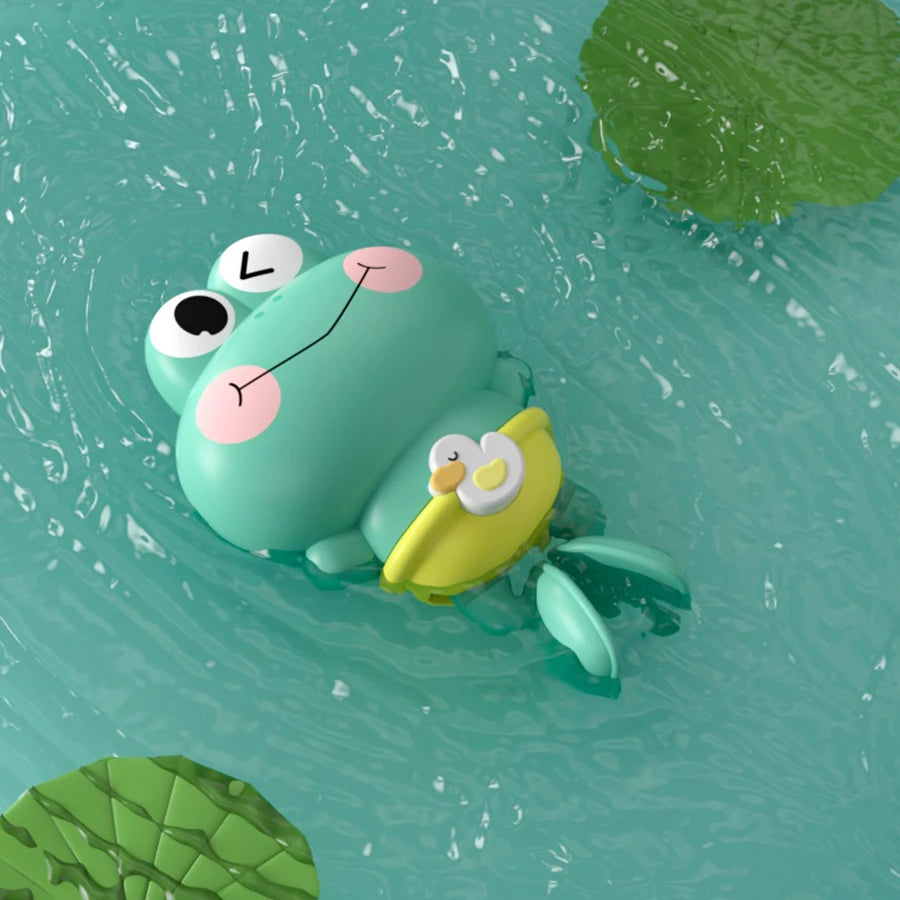 Aufziehbares Schwimm-Frosch-Badespielzeug für Kleinkinder, ohne Batterie, formfreies ABS-Montessori-Wasserspielzeug für Kinder