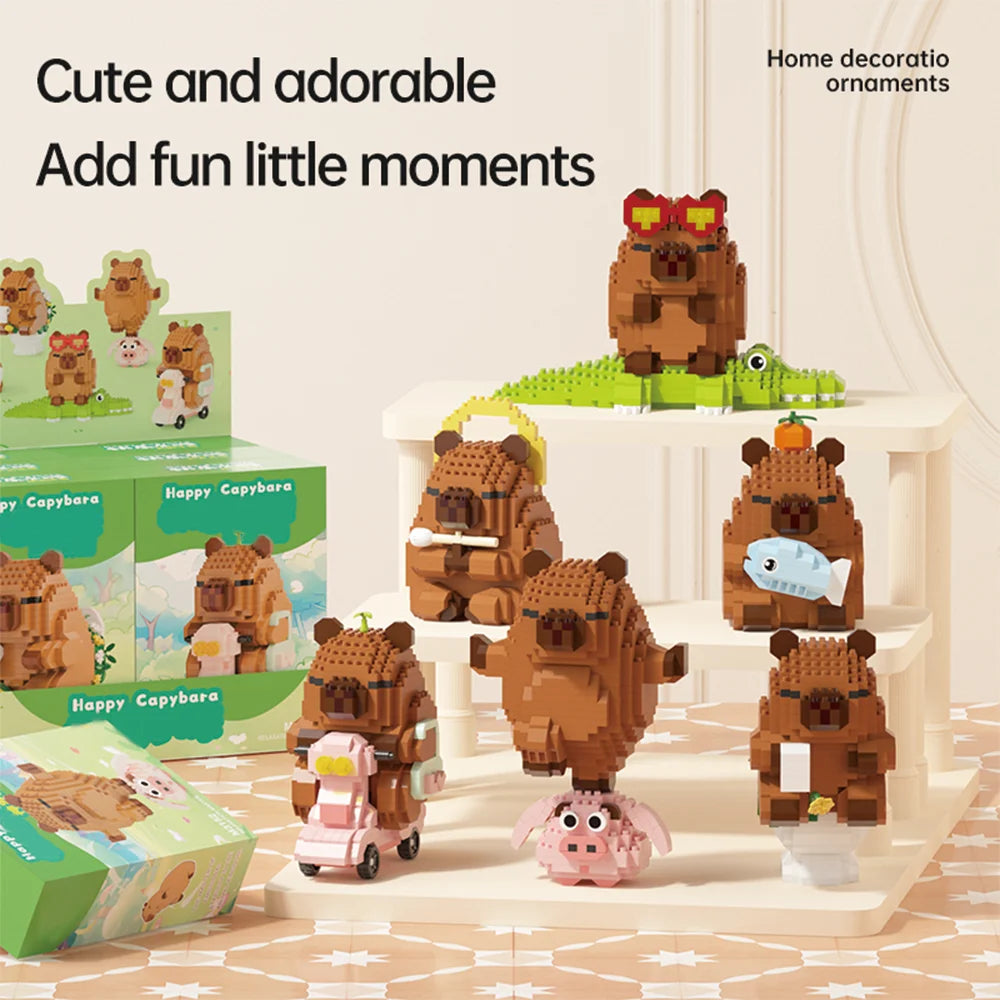 „Capybara Bausteine Set – Süßes Wasser-Meerschweinchen-DIY-Modell |   Lustiges STEM-Spielzeug für Kinder und Erwachsene