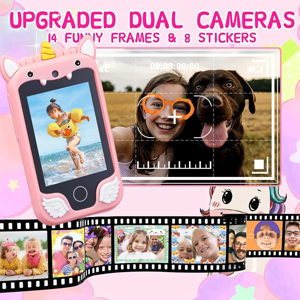 Kinder Smartphone Kamera Spielzeug Touchscreen Einhorn Baby Mobile MP3-Player Digital kamera Lernspiel zeug für Mädchen Jungen Alter 3-8