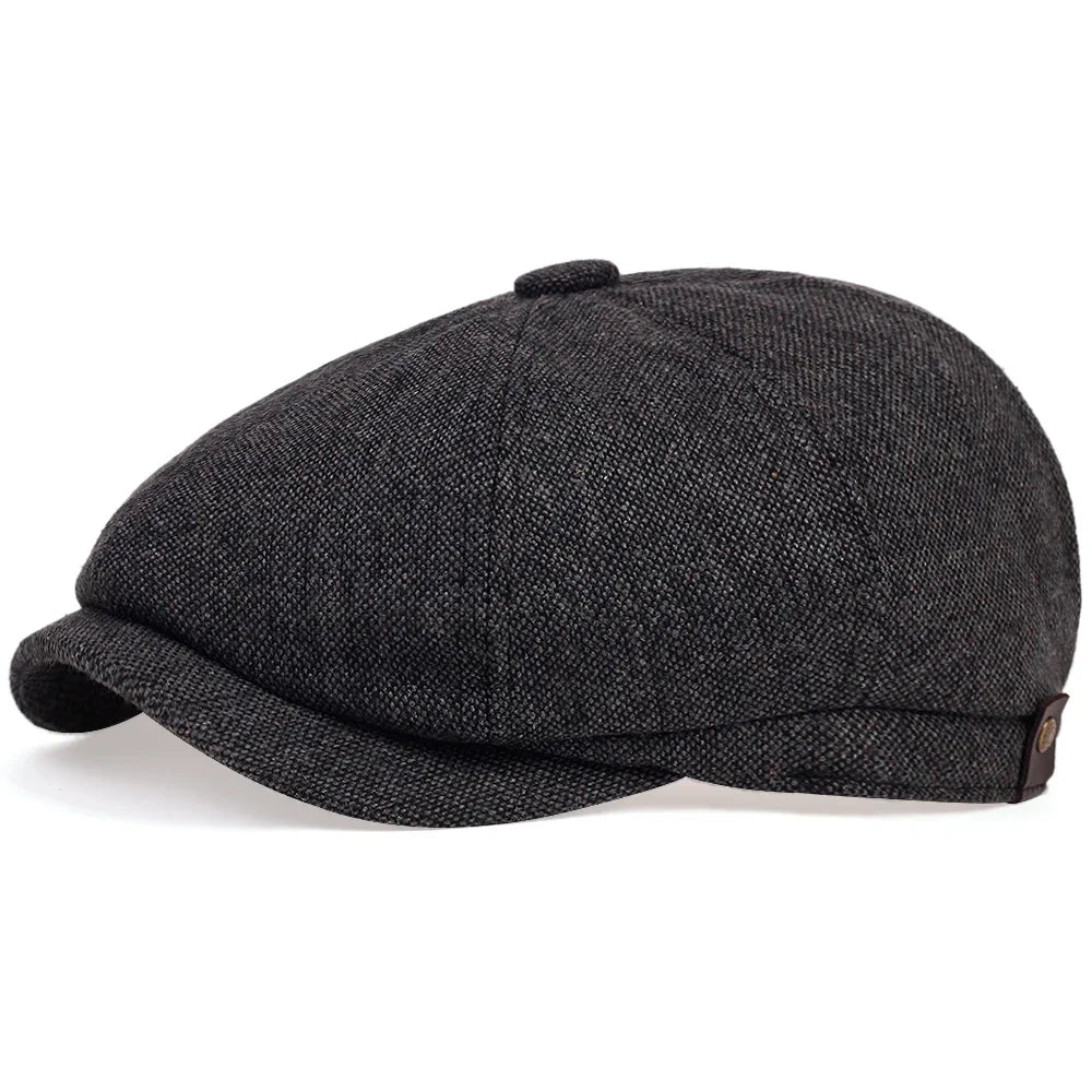 Retro Newsboy Caps für Herren, achteckige Hüte, britische Malerhüte, Herbst-Winter-Baskenmützen, Fischgrätmuster-Flatcaps, Hip-Hop-Baskenmützen, Gorras