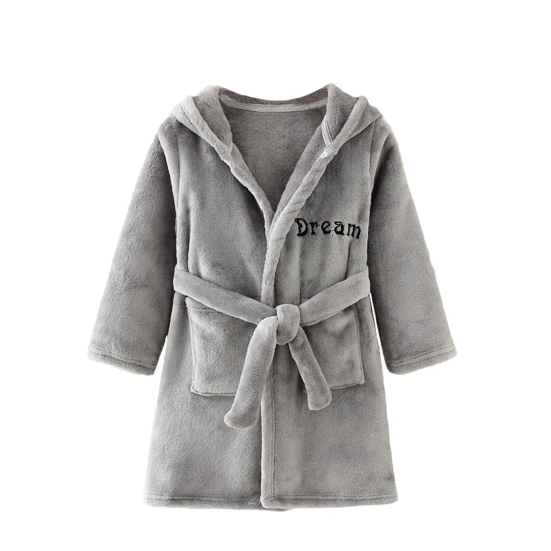 Flanell-Pyjama für Jungen und Mädchen, Herbst und Winter, Kinder-Nachtwäsche, weiche Kapuze, Kinder-Homewear, 2–8 Jahre