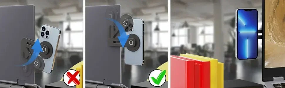 2026 Magnetischer Laptop-Handyhalter für Computermonitor-Seitenfläche, Schlank & Faltbar, für iPhone 14 13 12 Serie und Alle Smartphones