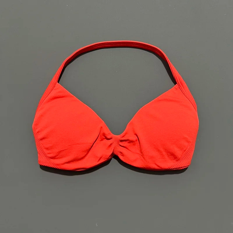 Sport-BH mit Trägern, Yoga-Unterwäsche, Damen-Gymnastik-Top, Lauftraining, rückenfreier BH, hohe Unterstützung, aktive Kleidung, Fitness, Workout, Neckholder