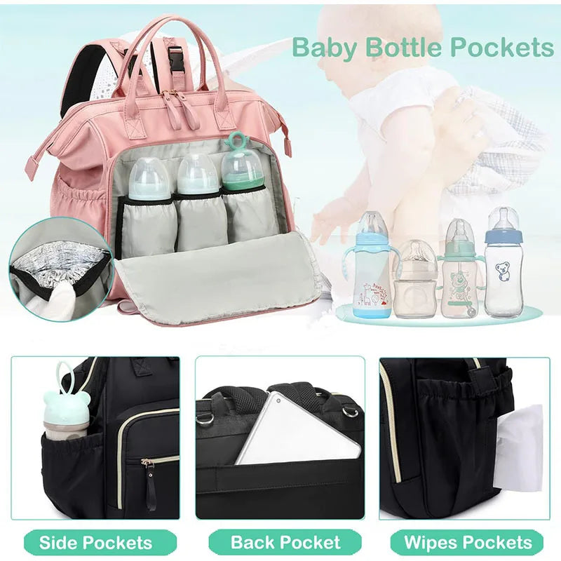 Mama Windel Taschen Baby Kinderwagen Hängen Tasche Mutter Große Kapazität Windel Rucksäcke mit Wickelunterlage Praktische Baby Stilltaschen