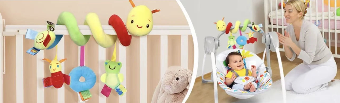 Autositzspielzeug für Babys, Spiral-Aktivitätsspielzeug, hängende Rassel, Plüschspielzeug zum Aufhängen am Kinderwagen, sensorisches Spielzeug für Neugeborene, Geschenk für Neugeborene