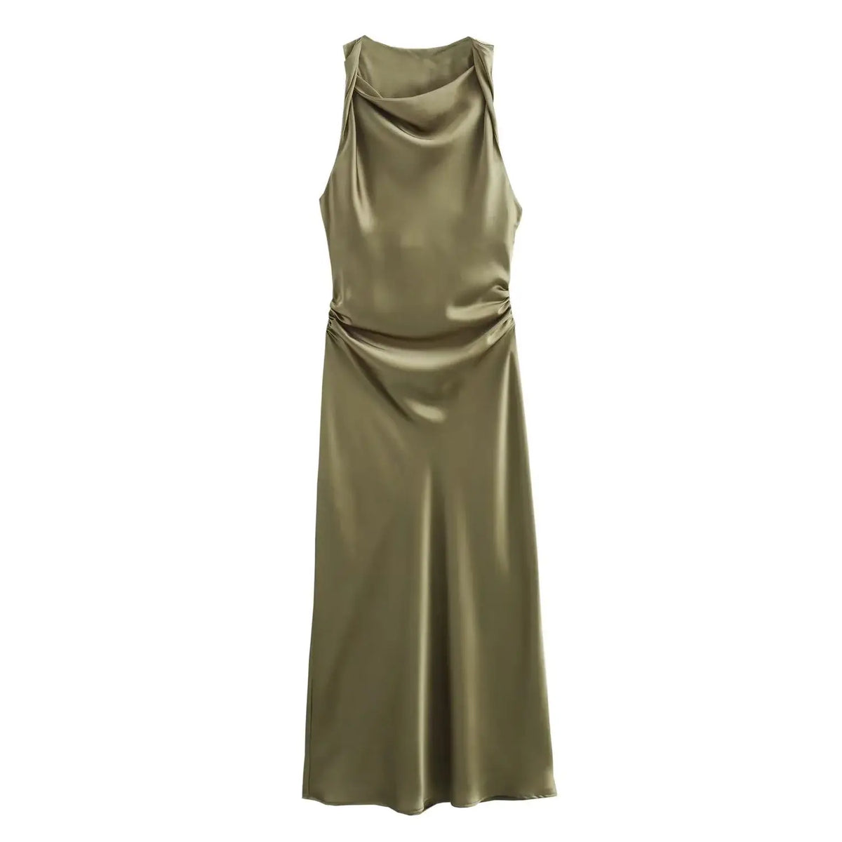 Satin Lange Kleider für Damen 2026 Sommer Slip Midi-Kleid Sexy Abendkleid Ärmellos Elegante Damenkleider