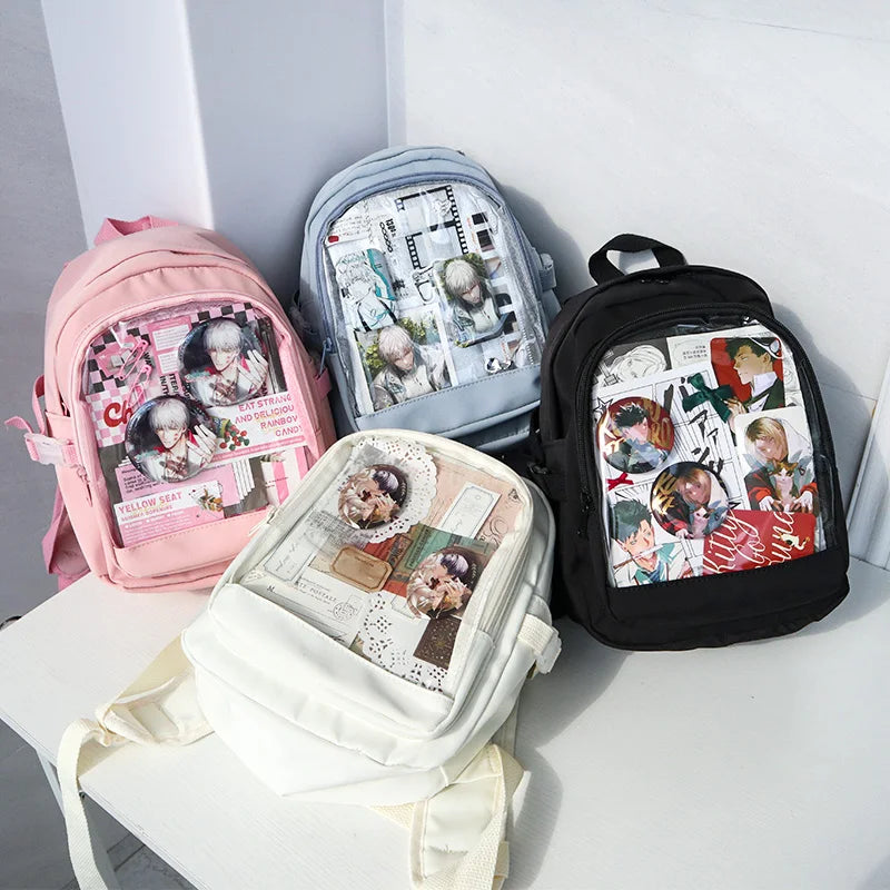 Y2K Nette Mini Rucksack Frauen Kawaii Ita Tasche Süße Mädchen Transparent Rucksack DIY Persönlichkeit Display Rucksack Lolita Schulter Tasche
