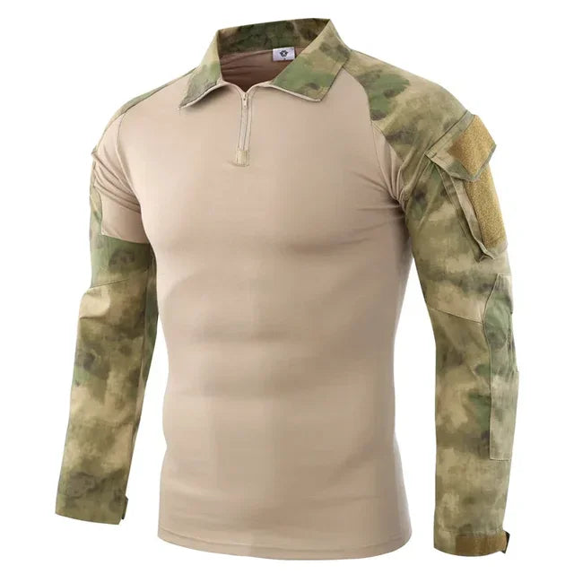 Outdoor Taktische Wandern T-Shirts Männer Kampf Militär Armee CP Camouflage Langarm Jagd Klettern Hemd Baumwolle Sport Kleidung