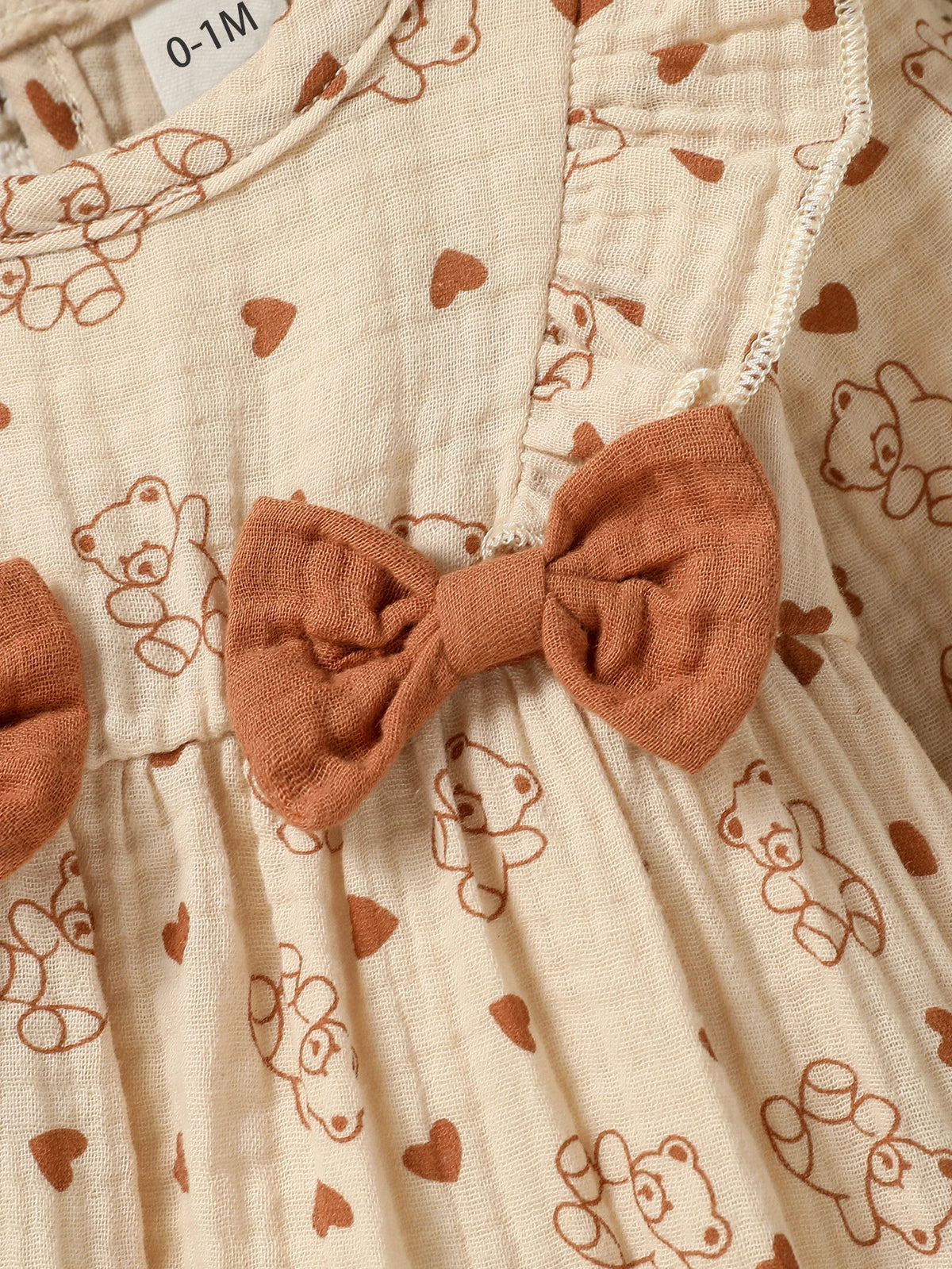 Baby-Mädchen-Overall für alle Jahreszeiten, langärmelig, mit Blumenmuster und Schleife, täglicher Overall für Neugeborene, 6 Monate Kleidung + Stirnband