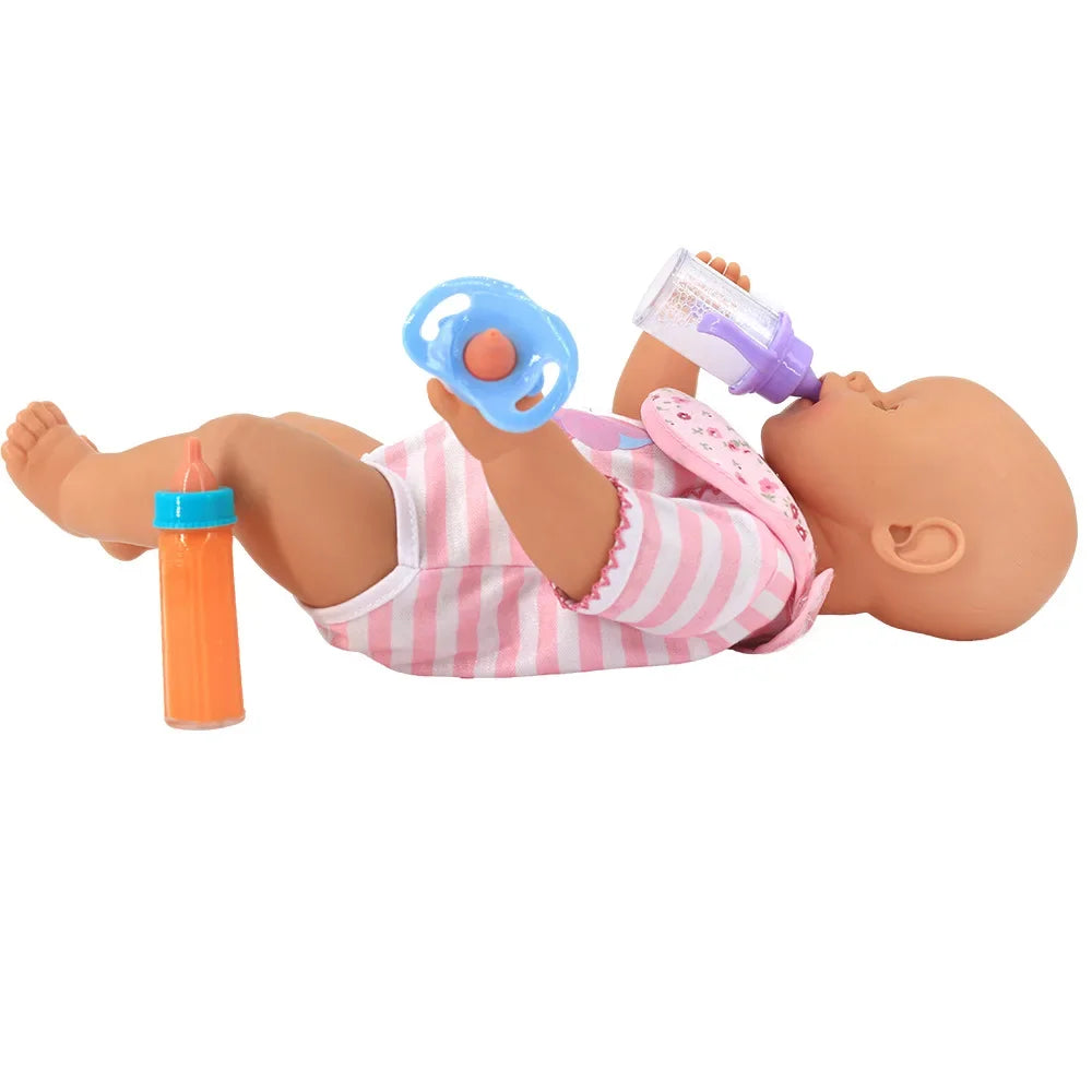 Große Baby Puppe Babyflasche Set Babypflege Spielzeug Kinderwagen 2 stücke Milch Und Saft Flaschen Mit Spielzeug Schnuller für Babypuppen
