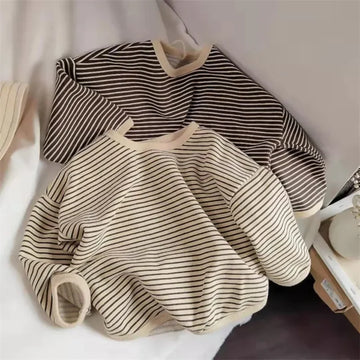 Lawadka Baumwolle Kinderkleidung Langarm T-Shirts Gestreift Baby Junge Mädchen Tops Lässige Kinder T-Shirt Herbst Frühling T-Shirt 1-8T
