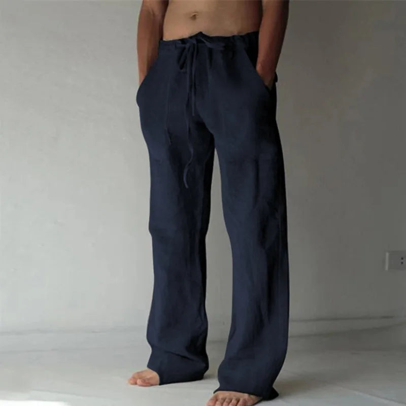 2024 frühling Leinen Breite Männer Hosen Koreanische Hosen Oversize Baumwolle Streetwear Männlichen Neue Yoga Hosen Casual Männer Kleidung Jogginghose