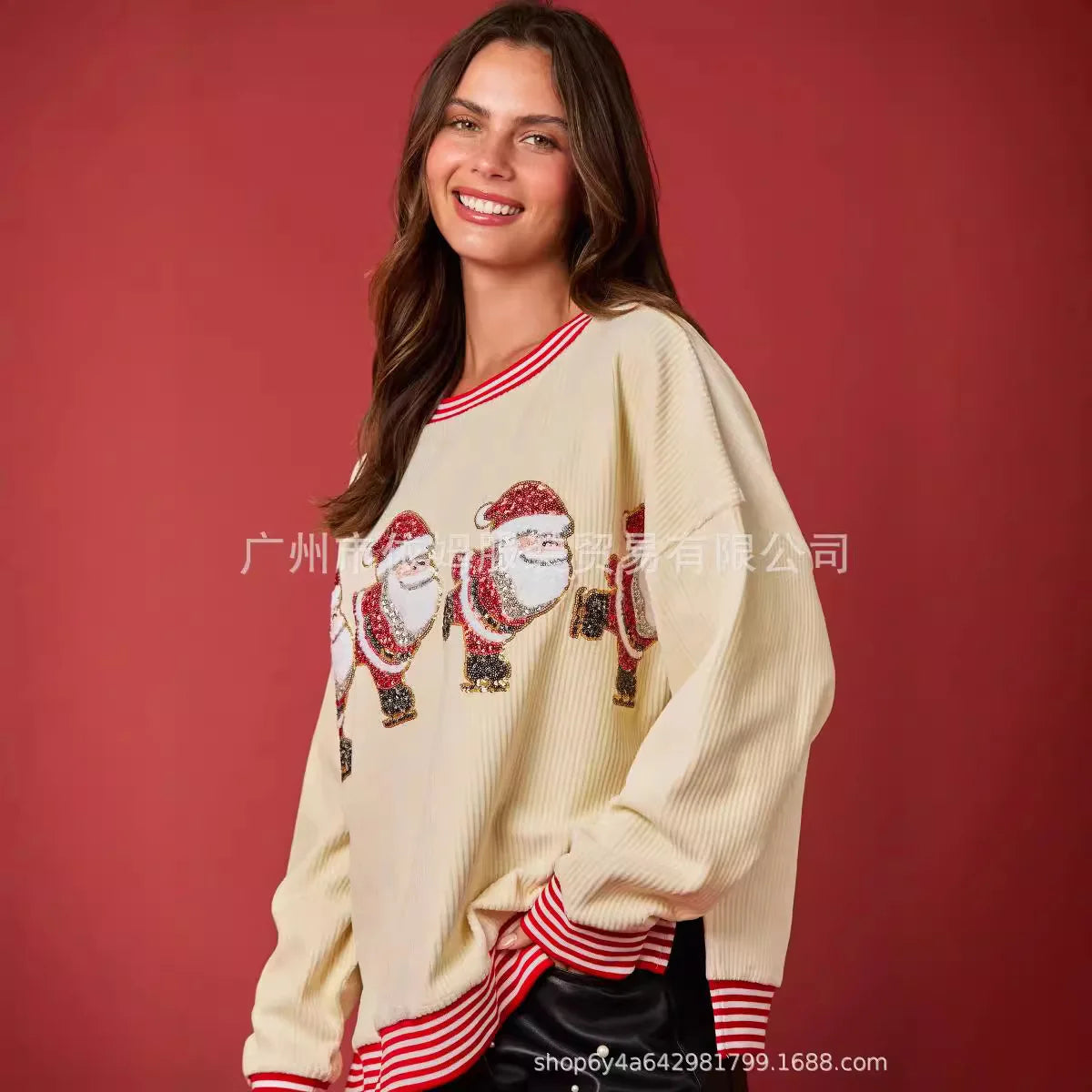 Weihnachten Rundhals Langarm Vielseitig Lose Urlaub Mode Pullover Frauen Herbst Modus 2025, Sweter Damski Herbst Pullover