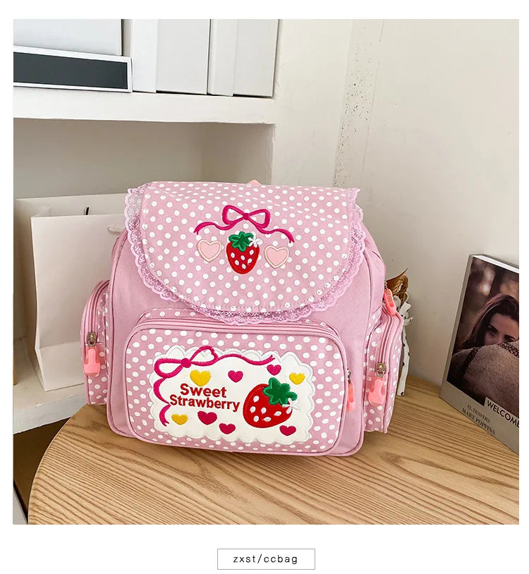 Strawberry Embroidered Backpack