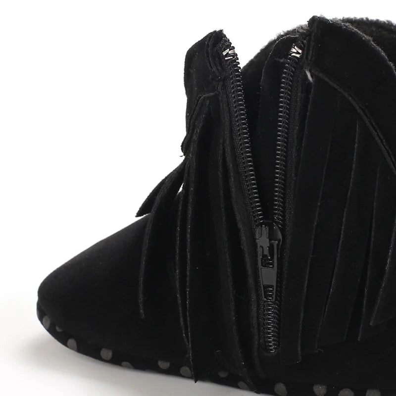 Winterstiefel für Babys, Jungen und Mädchen, 0–12 Monate, Western-Denim, Lauflernschuhe, warm, lässig, modisch