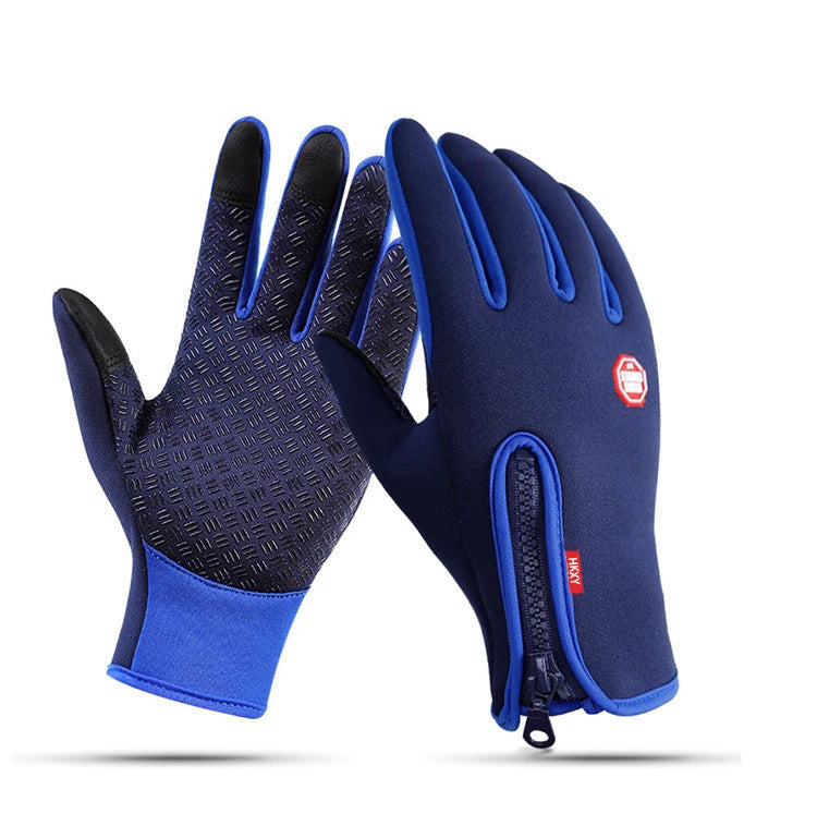 Mann warme Winterhandschuhe Touchscreen wasserabweisende winddichte Handschuhe Ski Outdoor Sport Radfahren Fahren Reißverschluss schwarze Handschuhe Frauen