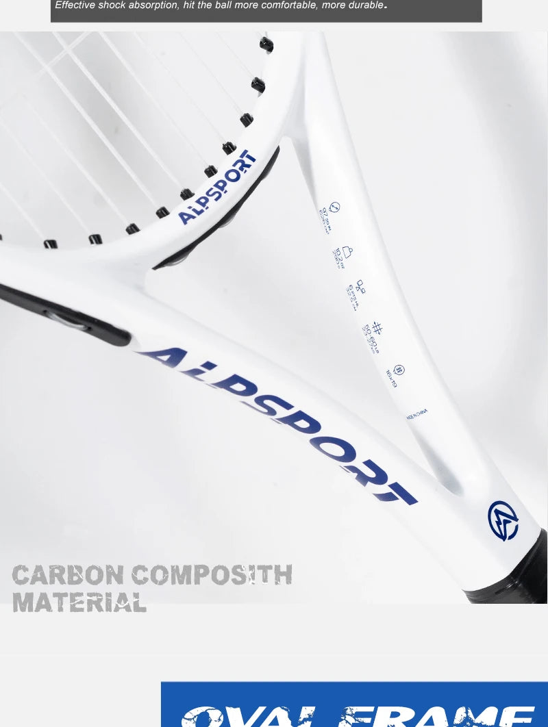 ALPSPORT T800 18K Professioneller Tennis-Schläger aus Carbonfaser – Leicht (280g) mit Tasche & Rutschfestem Gurt, Schneller Versand für Turniere