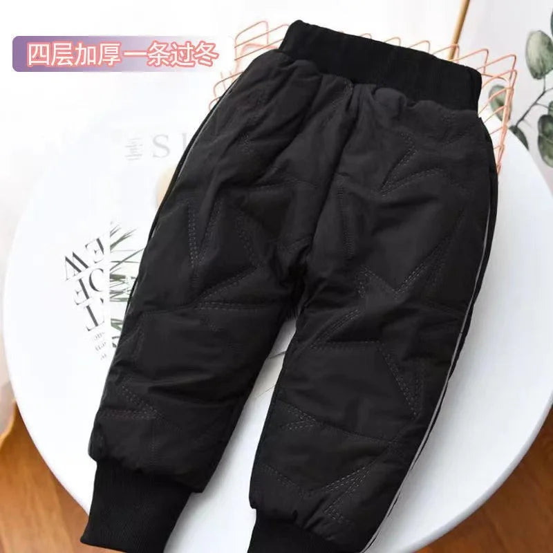 Kinder gepolsterte warme Baumwollhose Winter Kinder dick plus Samthose Herbst Teenager winddicht kältebeständig feste Hose 1–6 Jahre