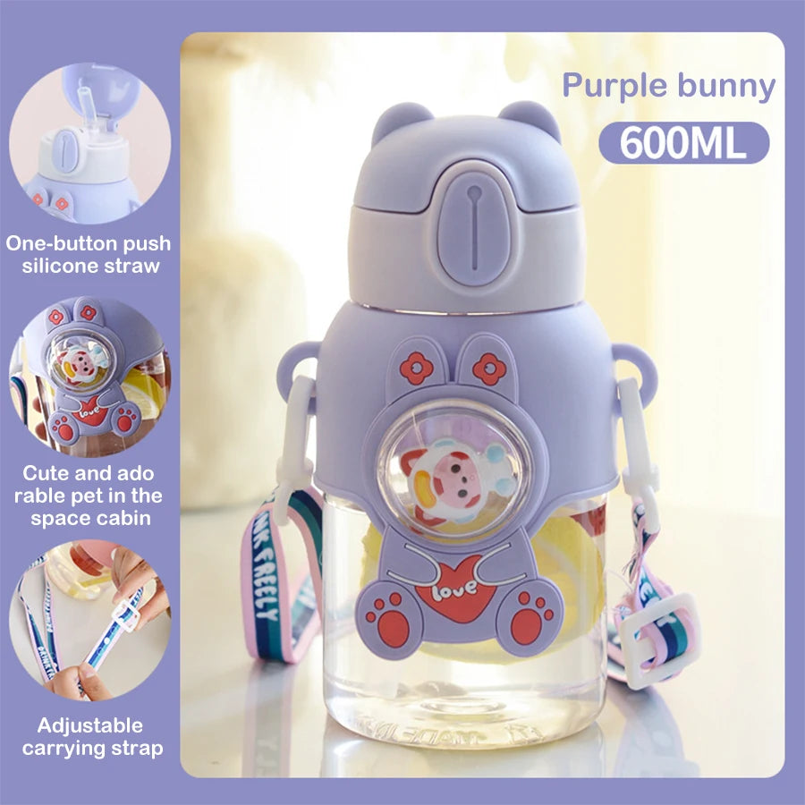 600 ml Kawaii Sommer Kinder Wasser Tasse Hochwertige Herbst-proof Stroh Tasse Jungen und Kreise Gehen zur Schule baby Wasserkocher