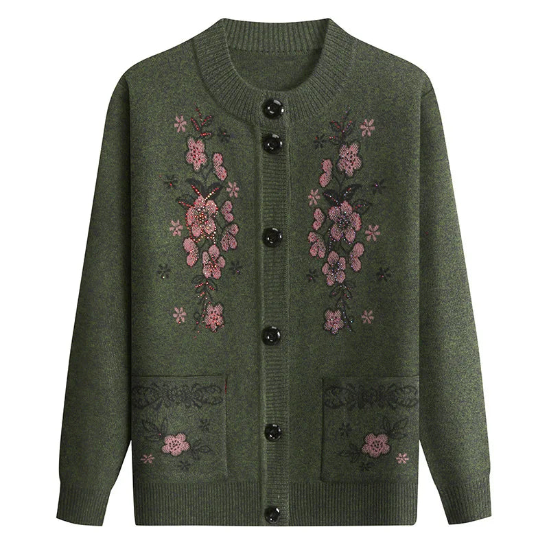 Dicke warme Oma Winter Pullover Strickjacke Frauen Kleidung mittleren Alters ältere Mutter Frühling Herbst Mantel stricken alte Dame Top XL-4XL