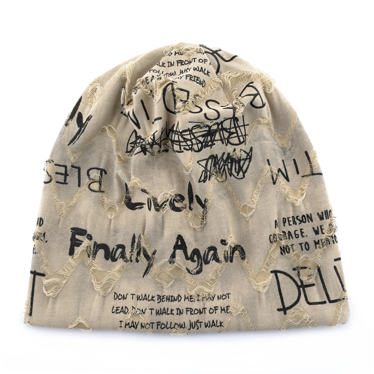 Beanie-Mütze mit Buchstaben-Aufdruck für Damen und Herren, Vintage-Design im Distressed-Look  Wasteland Style Frühling Sommer Warmer, mit Fleece gefütterter Winter