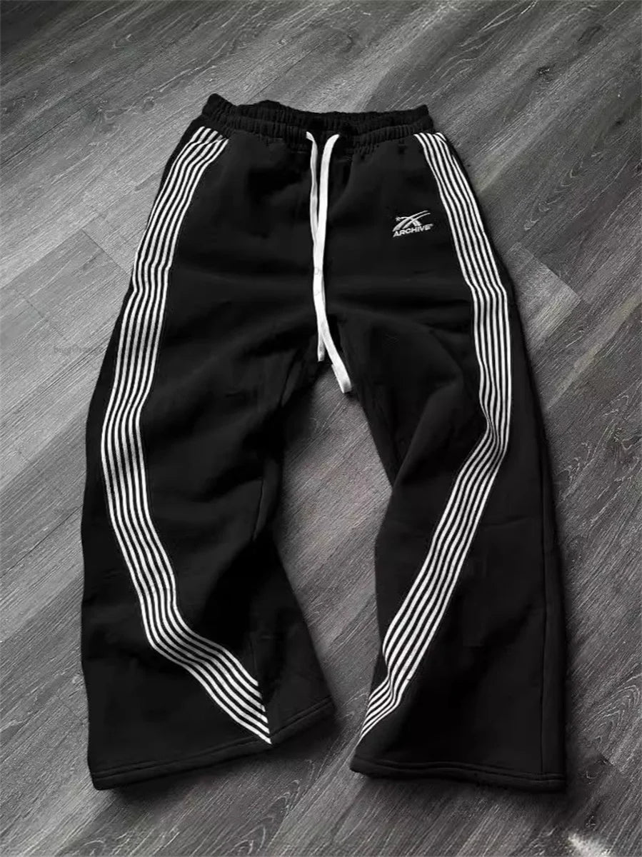 Y2k Graue Freizeithose Vintage Funktionelle Taktische Herren Damen Premium Jogging Hose mit weitem Bein Kordelzug Streetwear Jogginghose