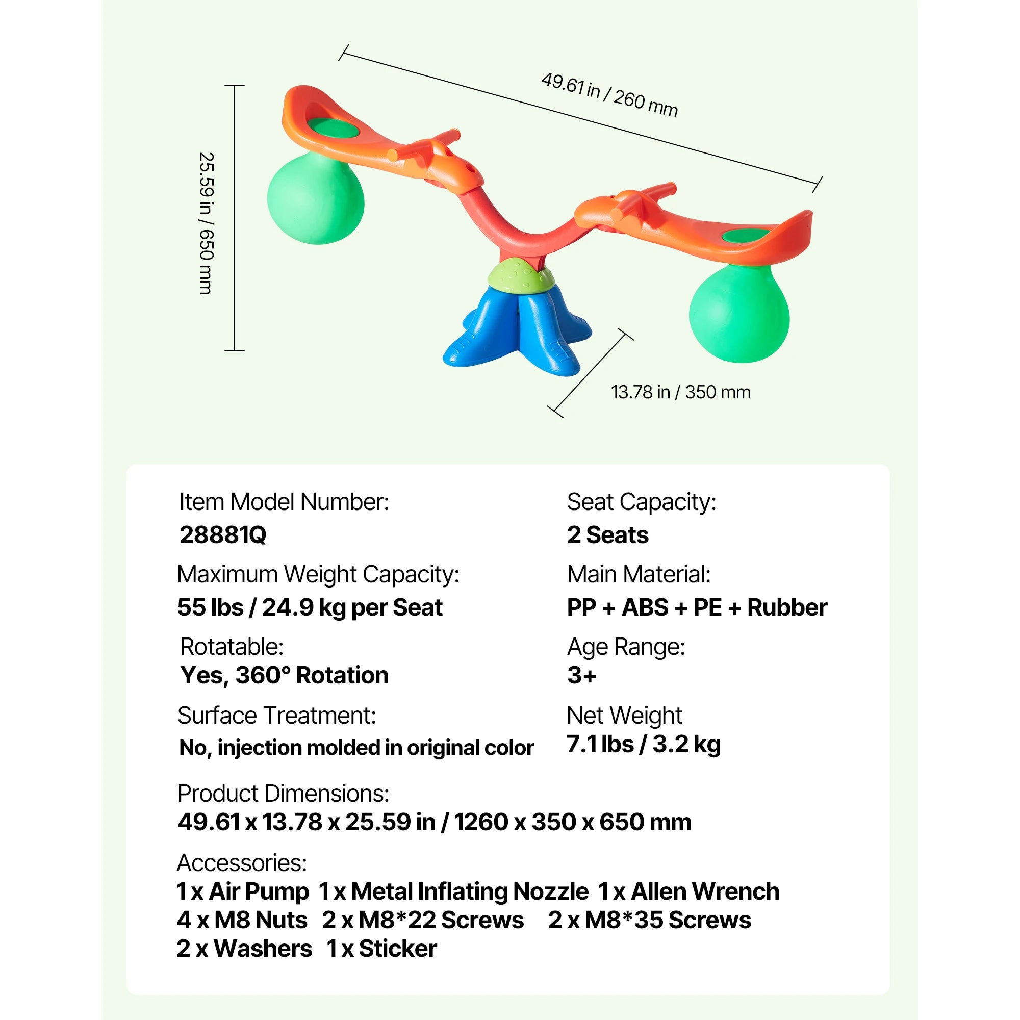SucceBuy Kinder-Wippe, 55 Pfund pro Sitz, Sit-and-Spin-Teeter, Totter 360 °   Rotierende Spielgeräte für den Außenbereich zum Spielen von Kindern