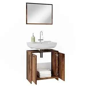 Bad Furniture-Set Oak rustikal Kiko, bestehend aus Badezimmer Mirror, Washbasinunterschrank - Platz for Nursing and Baduten