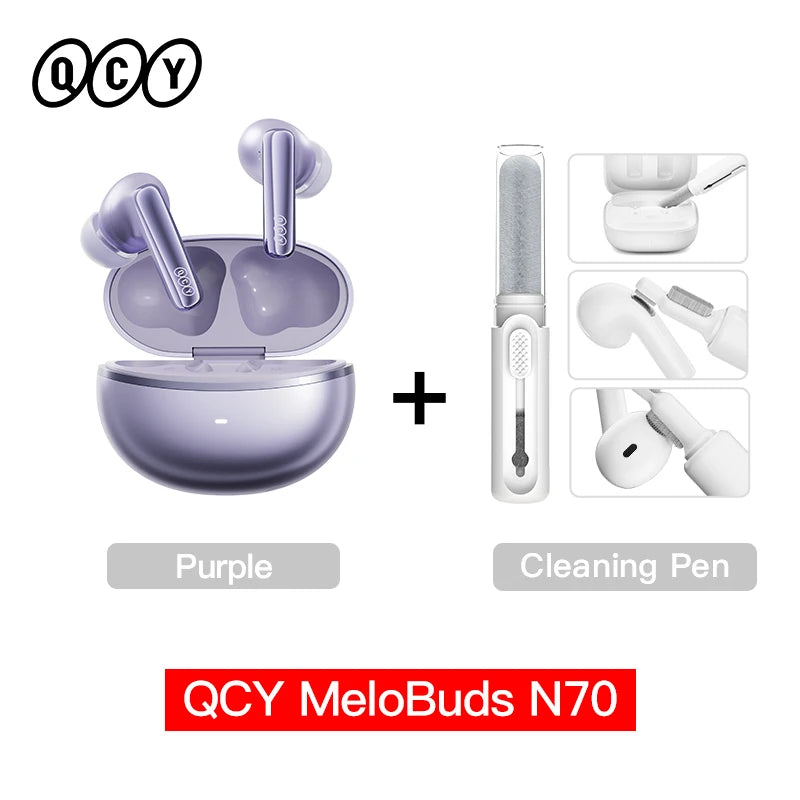 QCY MeloBuds N70 Adaptive ANC Wireless Earbuds Bluetooth 6.0 LDAC Hi-Res Audio 6 Mikrofone Wireless Charging Kopfhörer 50 Stunden IPX5