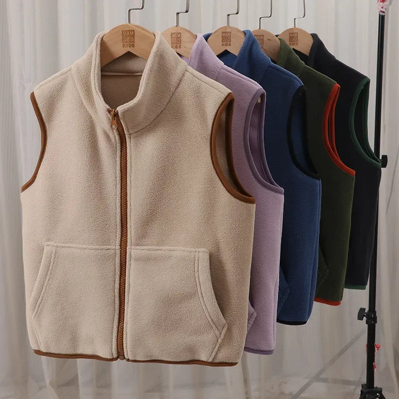 Kinder Polar Fleece Westen Herbst Winter dicke warme Teen Jungen Mädchen Tops Oberbekleidung lässig All-Match Kinder Westen 4-18 Jahre