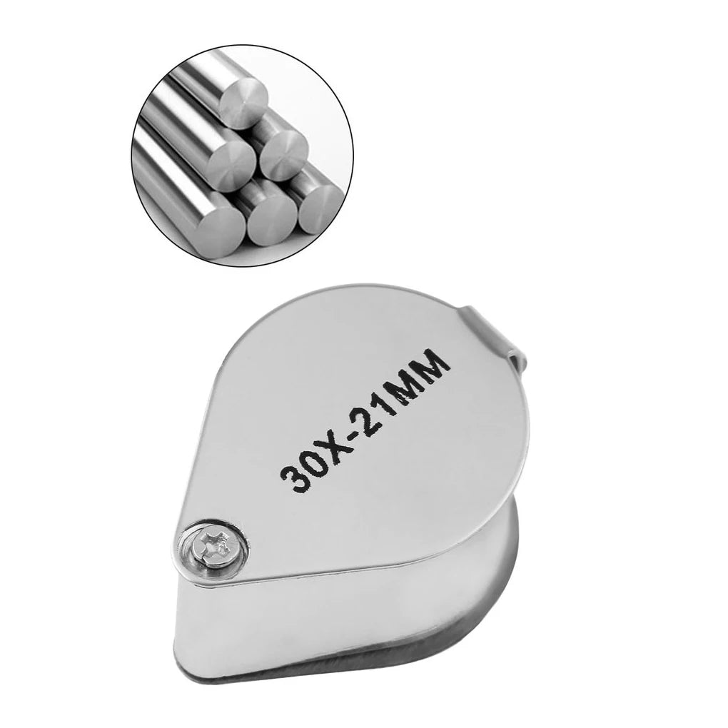10-30x Pocket Magnifier Magnifying Glass Jewelry Loupe Foldable Diamond Lupa Triplet Jewelers Eye Glass Tool Reading Magnifier