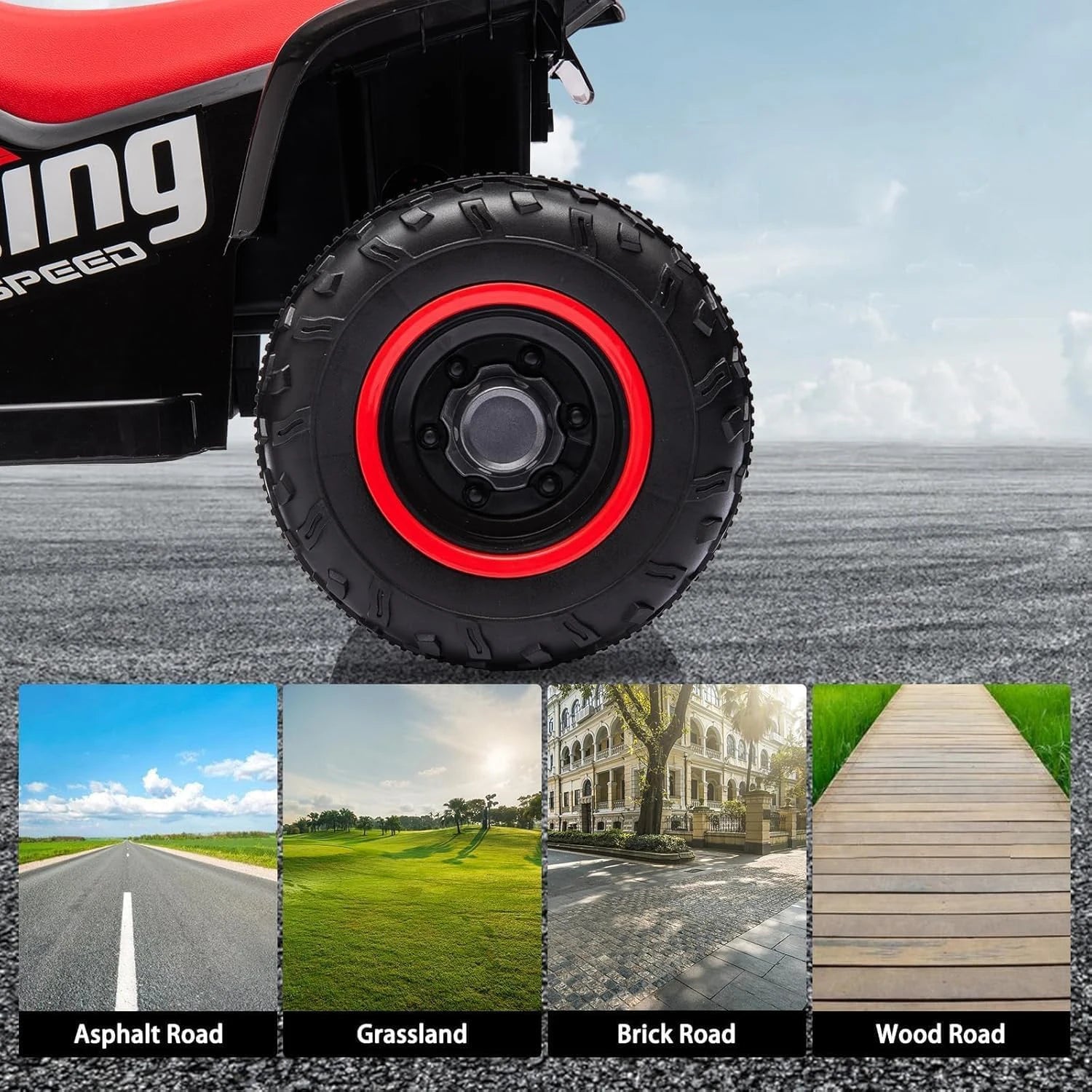 Elektrisches Quad für Kinder, 6-V-Aufsitzwagen mit LED-Leuchten und Musik, Hupe, Ein-Knopf-Start, 1,8 km/h, Mini-ATV ab 3 Jahren