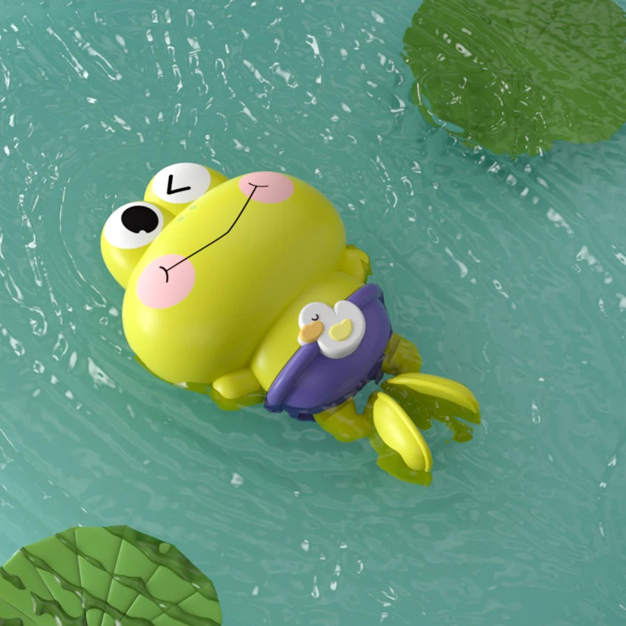 Aufziehbares Schwimm-Frosch-Badespielzeug für Kleinkinder, ohne Batterie, formfreies ABS-Montessori-Wasserspielzeug für Kinder