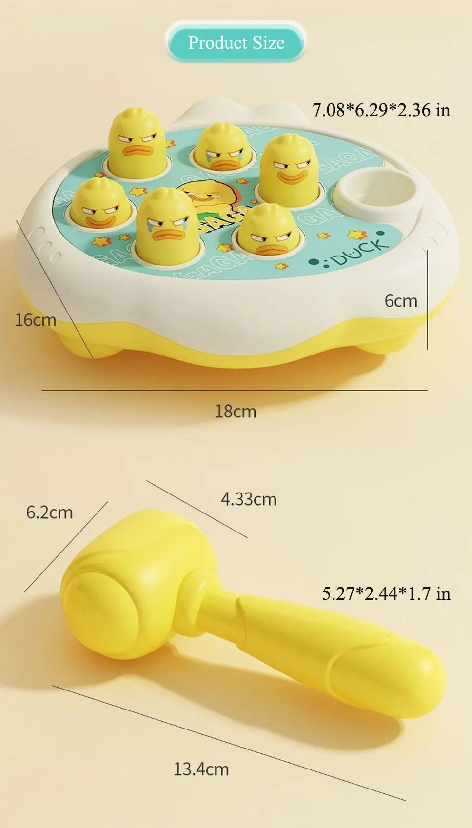 Ente/Frosch/Schwein Baby Spielzeug Montessori Lernspiel Lernpuzzle Geschenk für 12–24 Monate Kleinkind Junge/Mädchen mit Hammer
