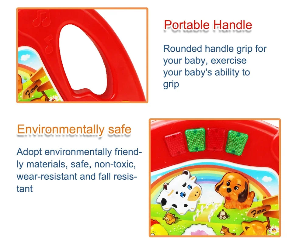 Kinder Cartoon Klavier Tastatur Spiel mit Tier Sounds Blinklicht Musik Baby Instrument Musik Spielzeug Pädagogisches Spielzeug Kinder Geschenke