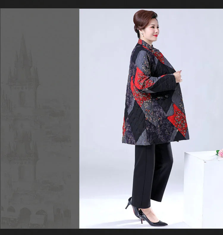 Lose Damen Herbst Winter Baumwollmantel mittleren Alters ältere Mutter dicke warme Jacke Oma Parkas 100 kg tragen 2XL-9XL