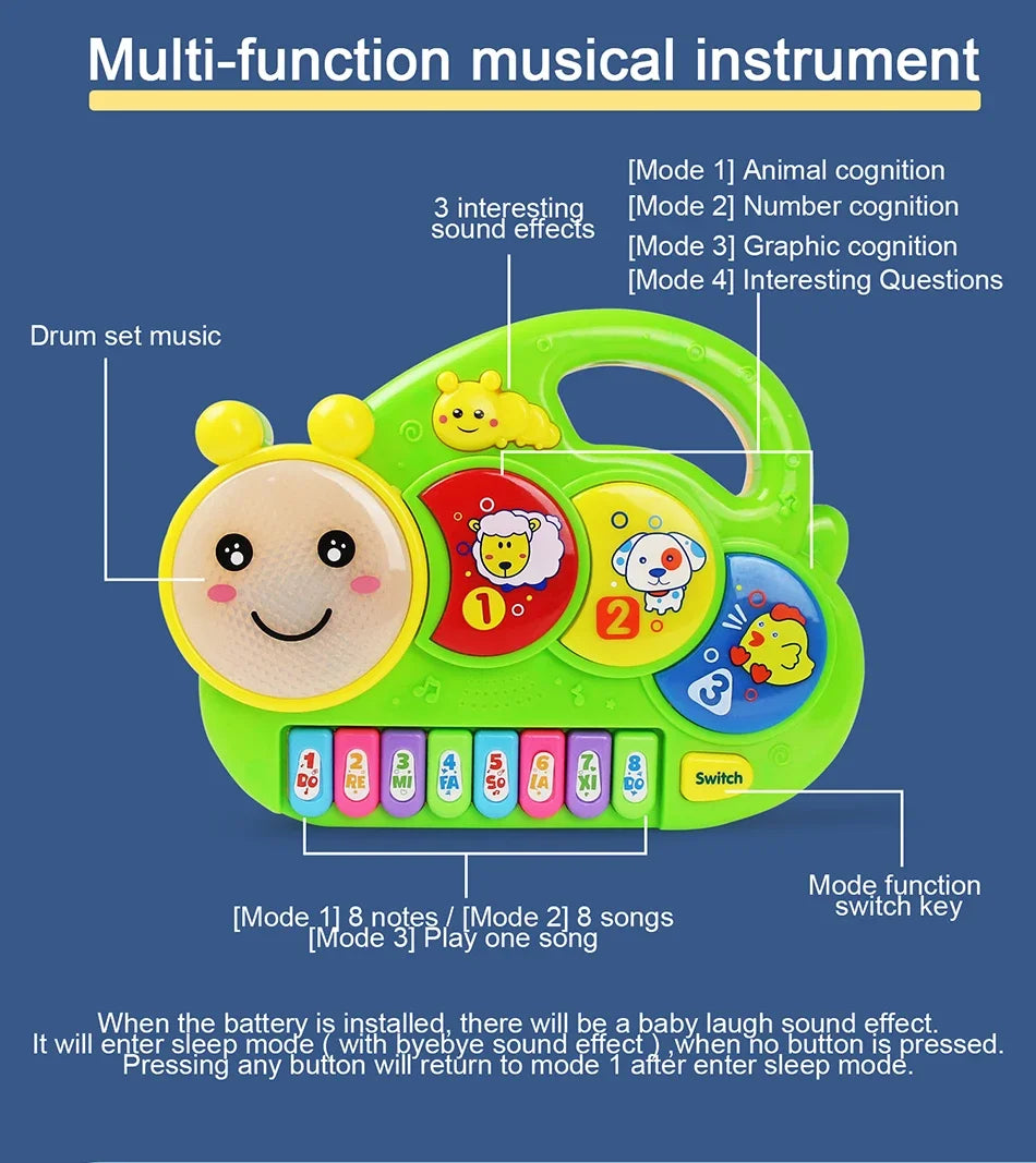 Baby-Musikspielzeug mit Tierklang, Kinder-Klaviertastatur, elektrisches blinkendes Musikinstrument, frühes Lernspielzeug für Kinder