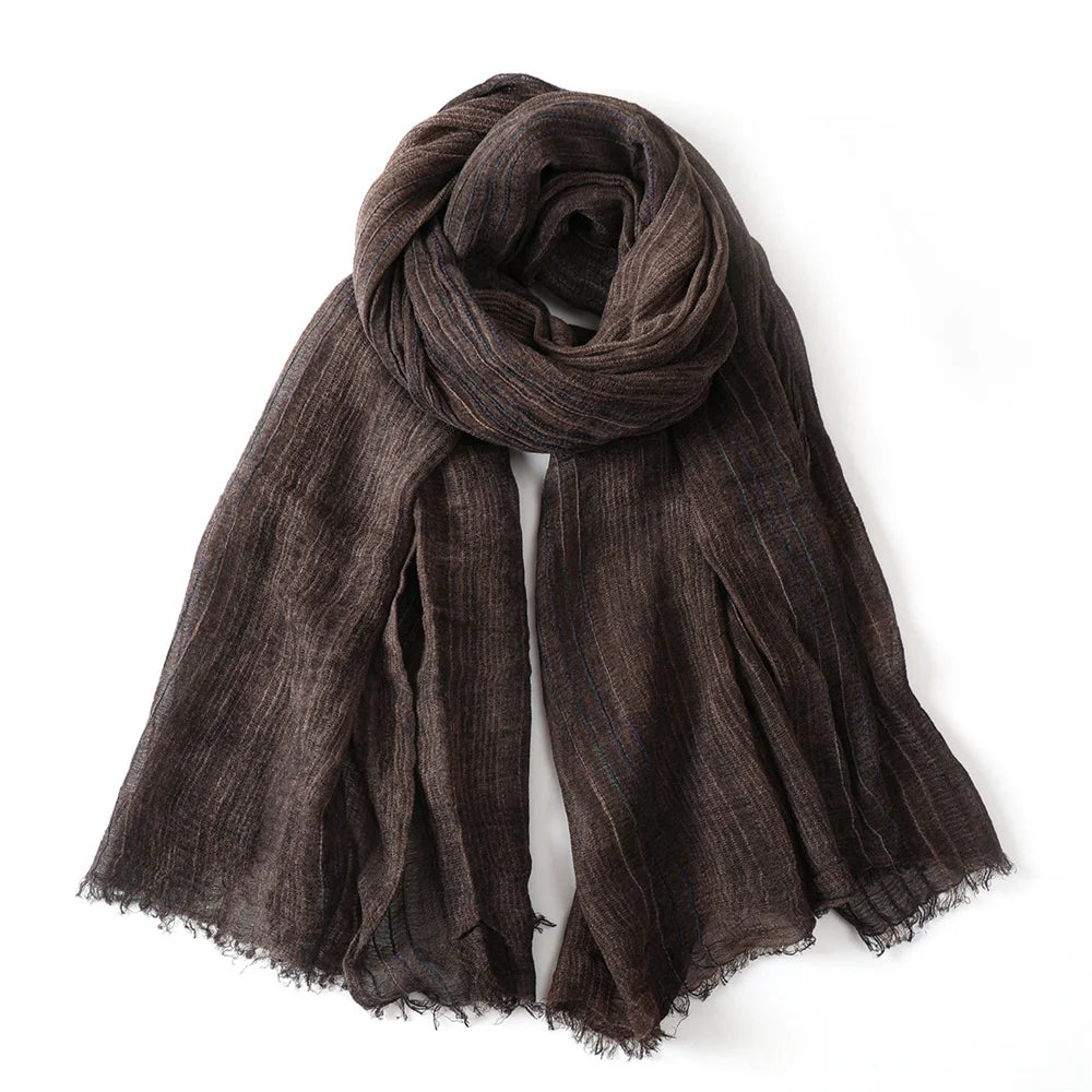 Baumwolle Leinen Gestreiften Männer Schals Herbst Winter Warme Halstuch Pashmina Männlichen Zubehör Kurze Quaste Bufanda Schal