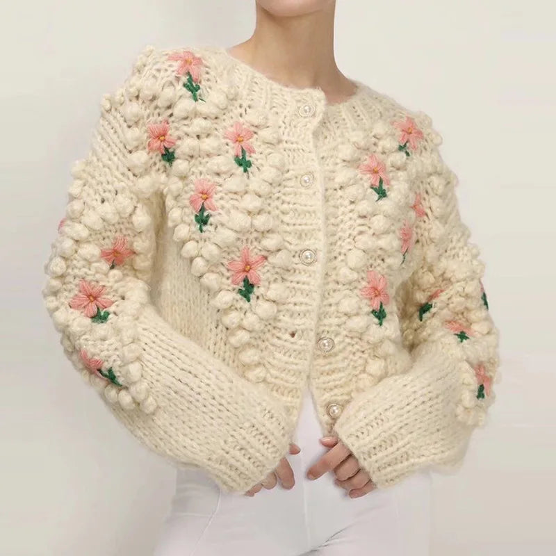 Frauen Herbst Damen Kleidung Oberbekleidung Lose einreiher Strickjacke Pullover Mit Stilvollen Verzierten Knöpfen Ropa Mujer