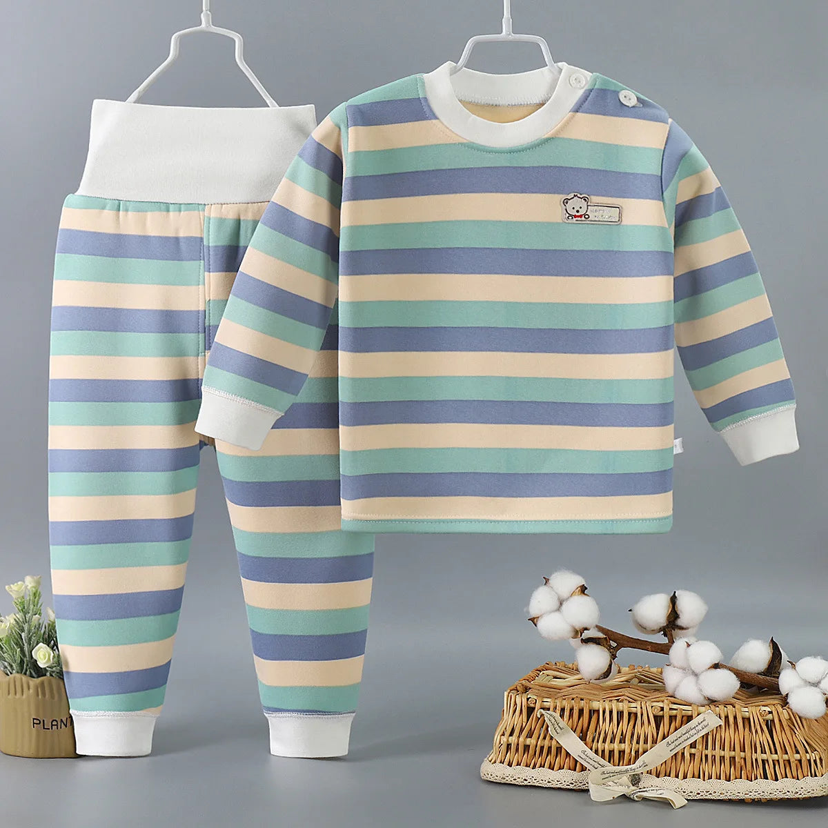 Verdicken Warme Plüsch Kinder Sets Kinder Kleidung Junge Mädchen Unterwäsche Anzüge Herbst Winter Kinder Kleidung