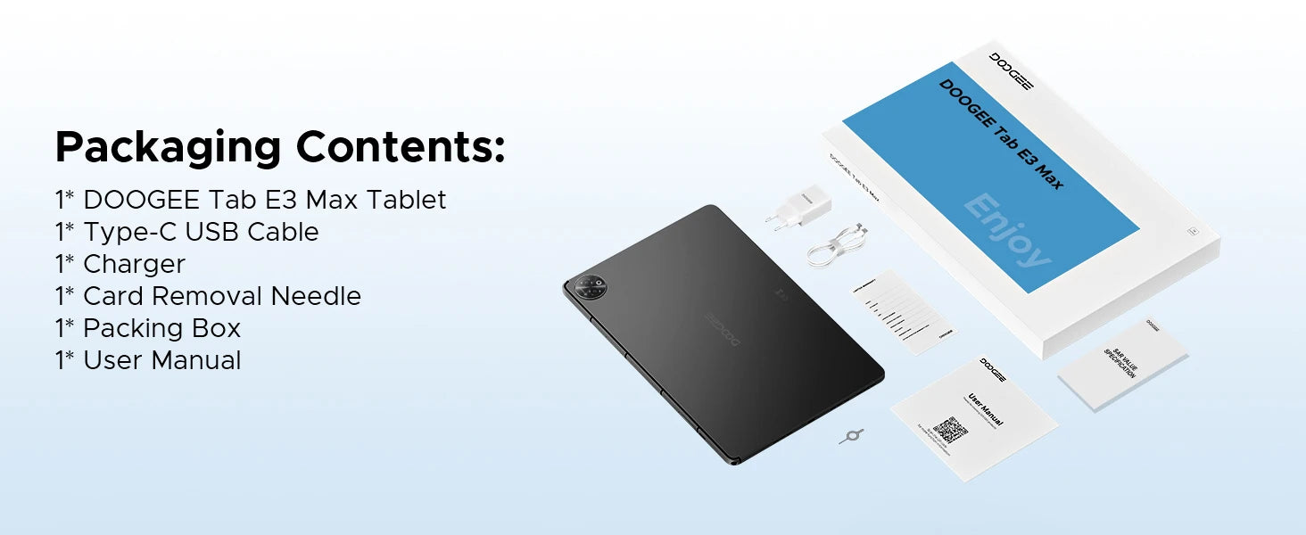 DOOGEE Tablet-PC 2-in-1 Tab E3 Max Gmini AI 14-Zoll-Bildschirm 2.2K Akku mAh Android 16 48GB (8 + 40) 256 GB Helio G100 AI Tablet