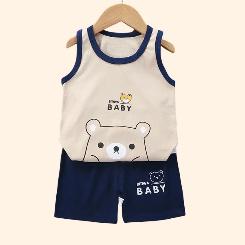 Kinder setzt Kinder kleidung Jungen Mädchen Weste Anzug Sommer Kinder kleidung Baby Baumwolle T-Shirts Shorts Tank Top ärmel los