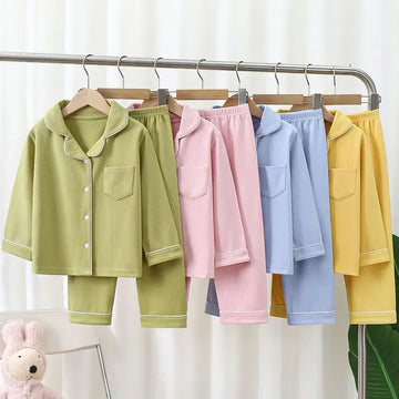 2024 herbst Winter Kinder Pyjama Sets Einfarbig Nachtwäsche für Kinder 1-16 jahre Teen Pyjamas Jungen Mädchen Loungewear Baby kleidung