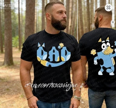 2026 Bluey Sommer Neues Familien-Eltern-Kind-Outfit Mama Papa Lässige Sportbekleidung Übergroße Atmungsaktive Bequeme Modische Oberteile