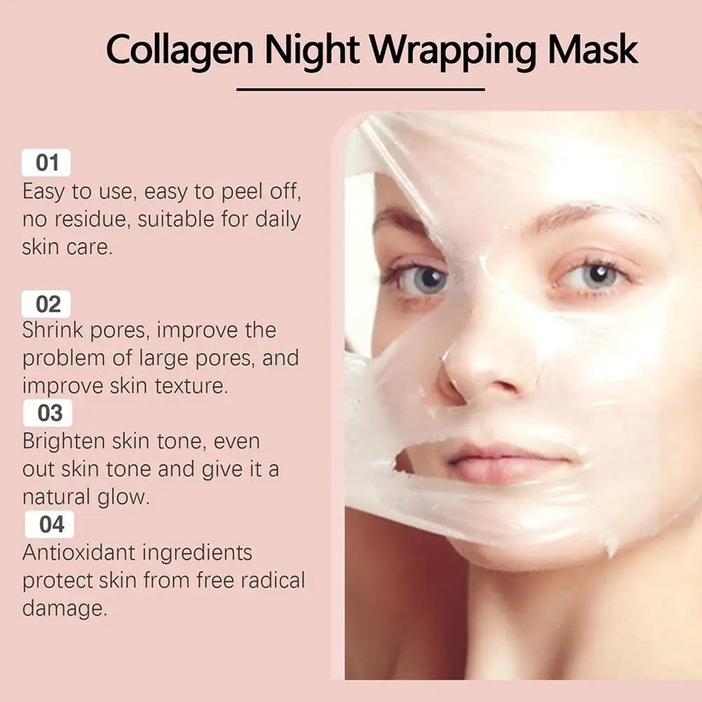 Collagen Overnight Wrapping Peel Off Gesichtsmaske, koreanische Collagen Night Wrapping Mask spendet tief Feuchtigkeit, Nachtpflegemaske, Creme, 75 ml