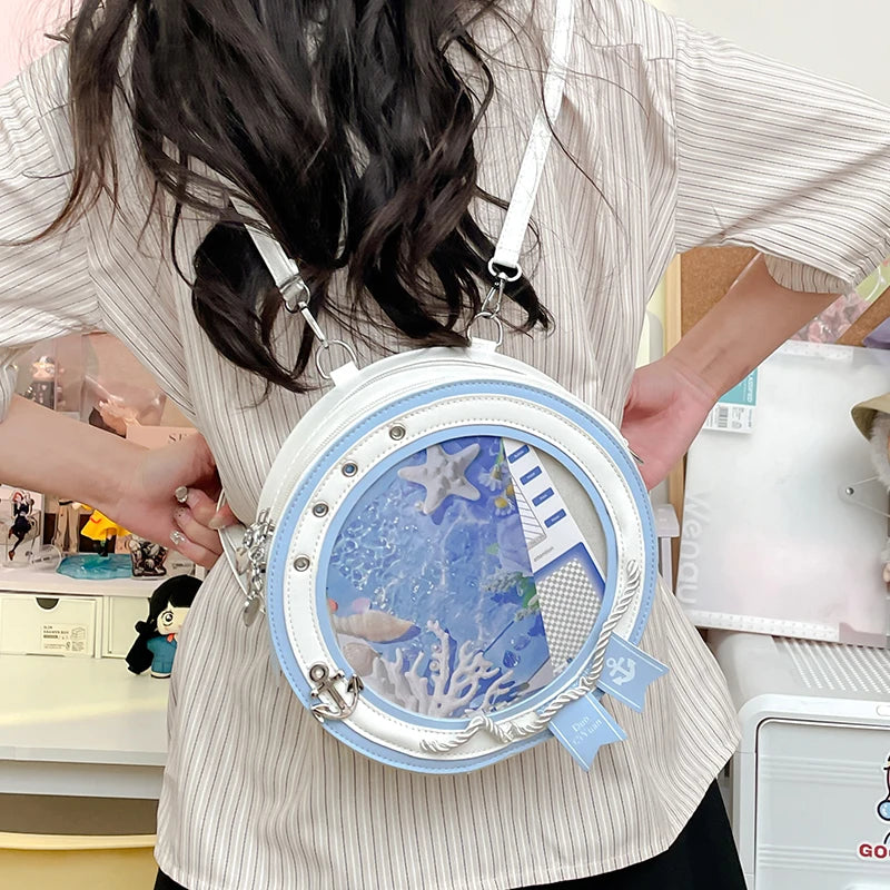 2025 neue süße Y2k ästhetische Umhängetaschen Frauen Kawaii Mode lässig Rucksäcke trendige transparente Reise Umhängetasche Ita Taschen