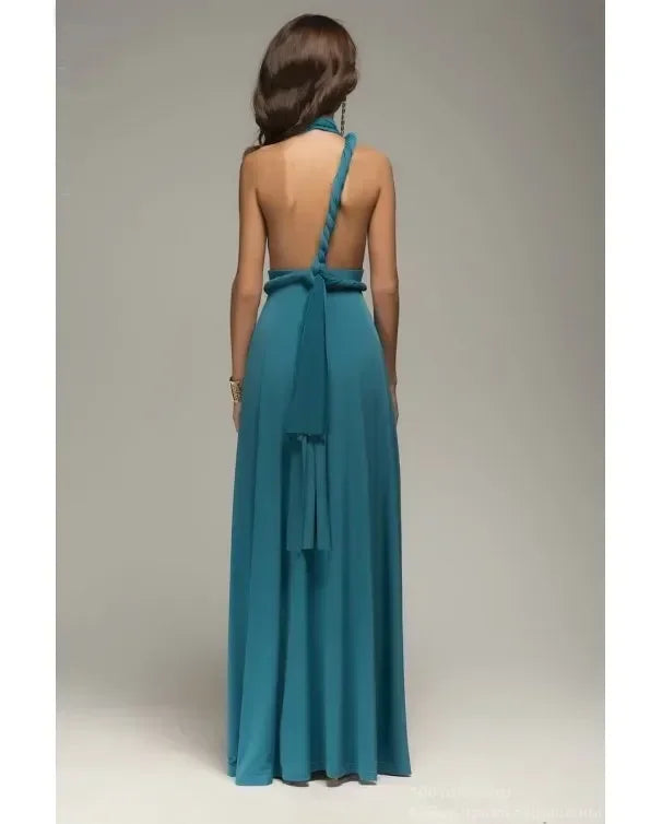 Mode Multi-getragen V-ausschnitt Vestidos De Fiesta Frauen Lange Kleid Sexy Geschnallt Dame Sommer Maxi Kleid