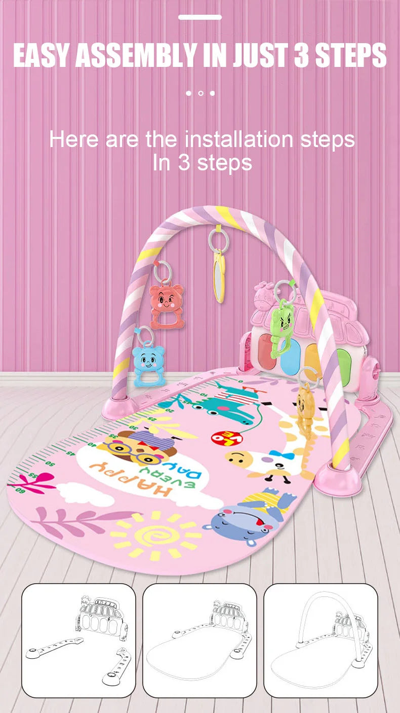 Baby Music Activity Gym Carpet Play Mat Newborn Rug Pedal Piano Keyboard Infant Fitness Rack Playmat Crawling Game Pad Toy Gift